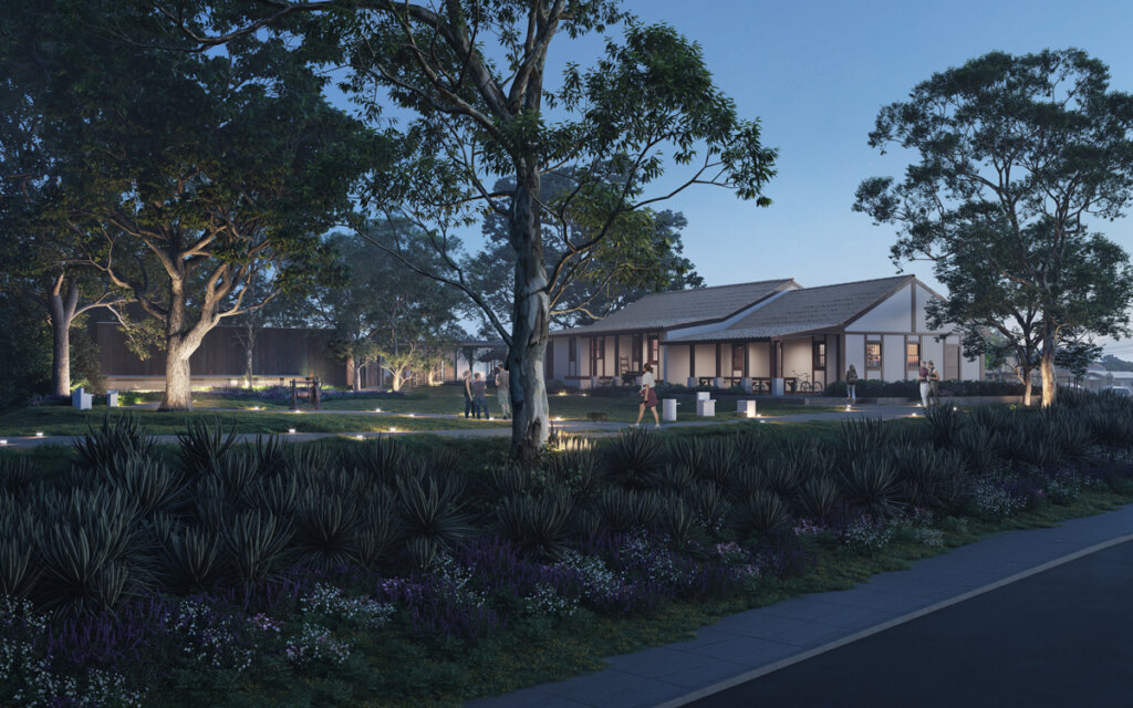 The view from the north, in the neighborhood-center direction of Avenida Feitoria, reveals the project's proposal to associate a strategic selection of non-transposable species for planting with low-height fencing to preserve as much as possible an unobstructed view of the listed building and its garden. Certainly a memorable view, capable of characterizing an entire neighborhood.