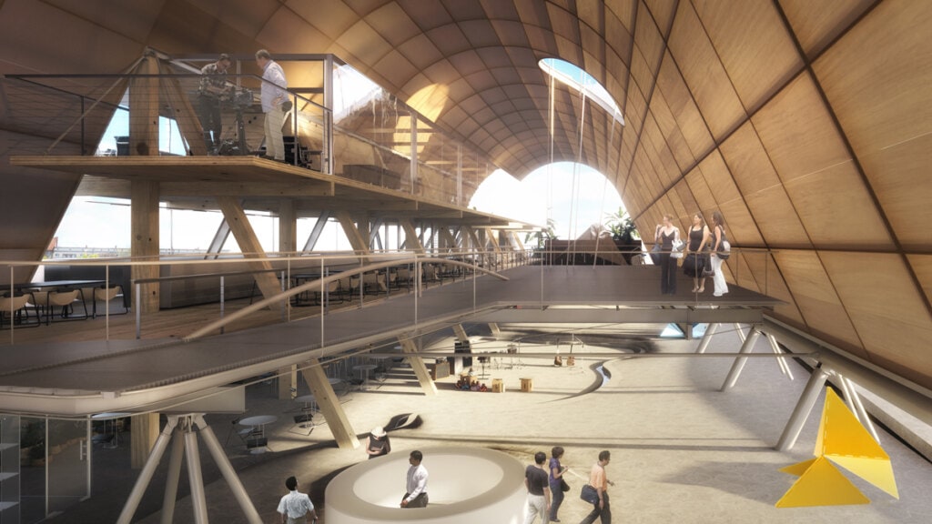 Detalhe das réplicas em tamanho grande dos Bichos (1965) de Lygia Clark, que repousam e se exibem, dispostos a mudar de forma e personalidade na interação com os visitantes.