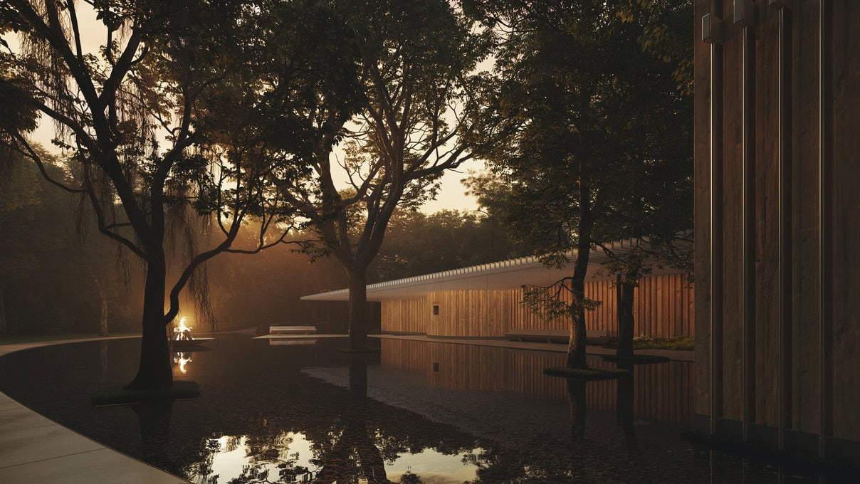 O Memorial cria um espaço protegido por um perímetro vegetal denso, este jardim fechado aguça os sentidos e permite que percebamos todas as sutis alterações na luz, no vento e na presença de outras pessoas e animais.