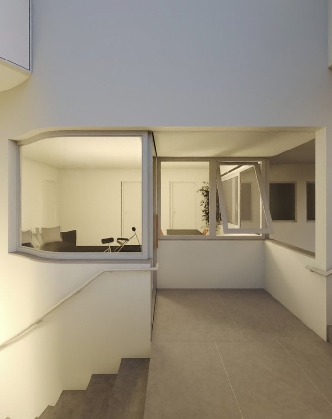 Detalhe do acesso ao apartamento do terceiro pavimento.